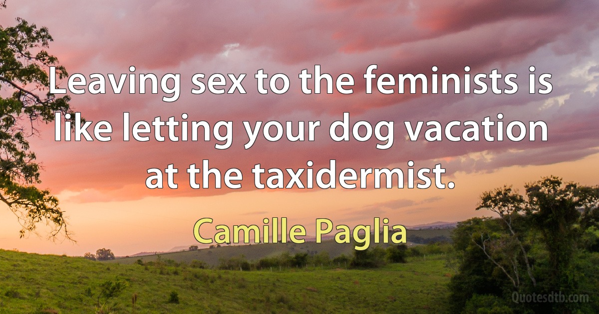 Leaving sex to the feminists is like letting your dog vacation at the taxidermist. (Camille Paglia)