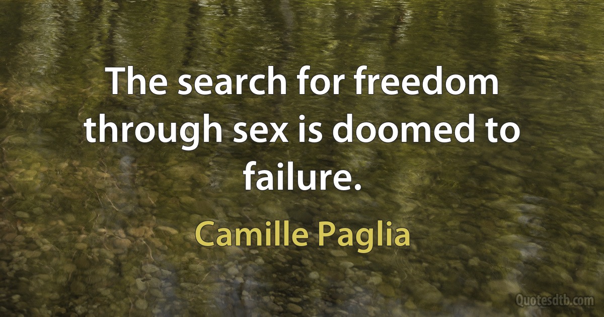 The search for freedom through sex is doomed to failure. (Camille Paglia)