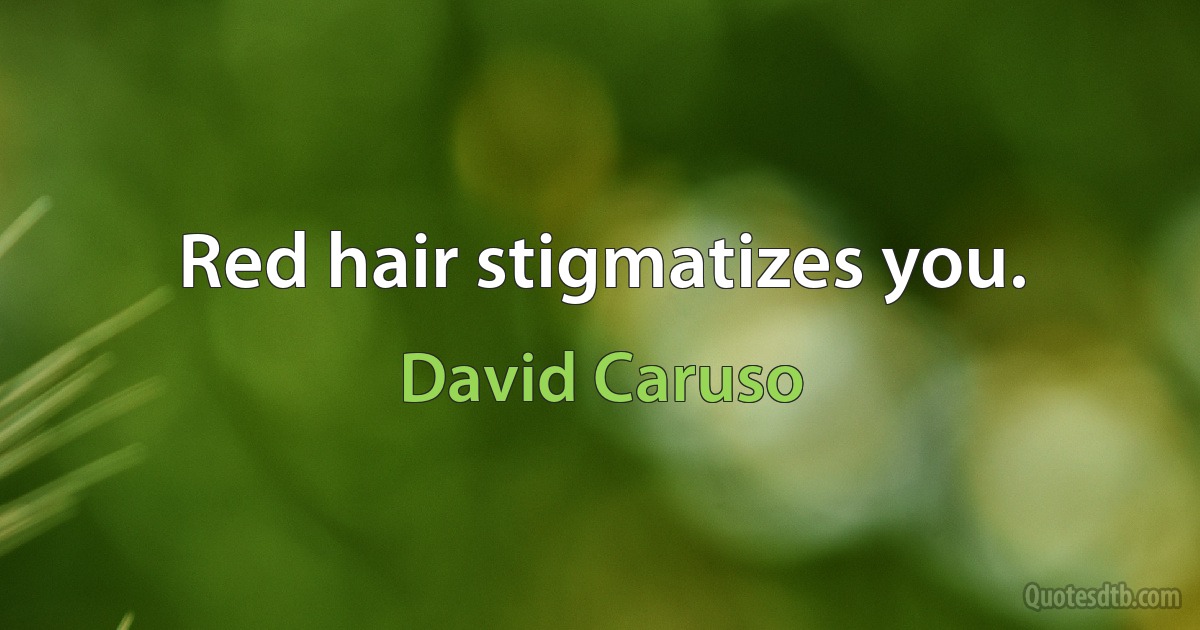 Red hair stigmatizes you. (David Caruso)