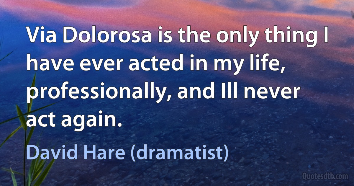 Via Dolorosa is the only thing I have ever acted in my life, professionally, and Ill never act again. (David Hare (dramatist))