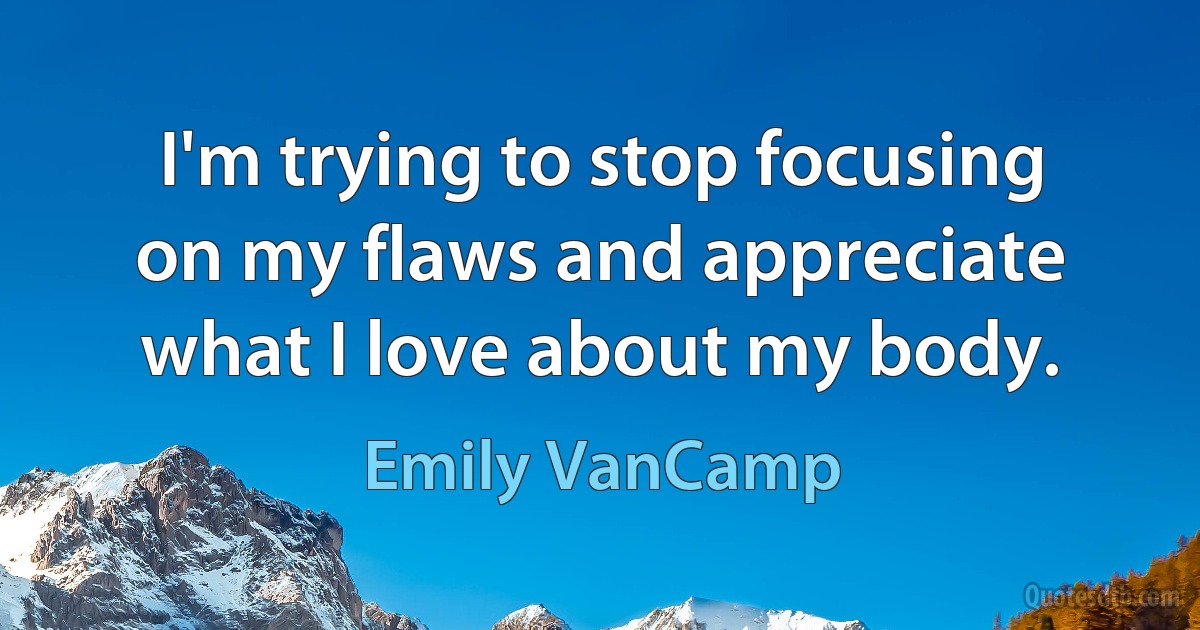 I'm trying to stop focusing on my flaws and appreciate what I love about my body. (Emily VanCamp)