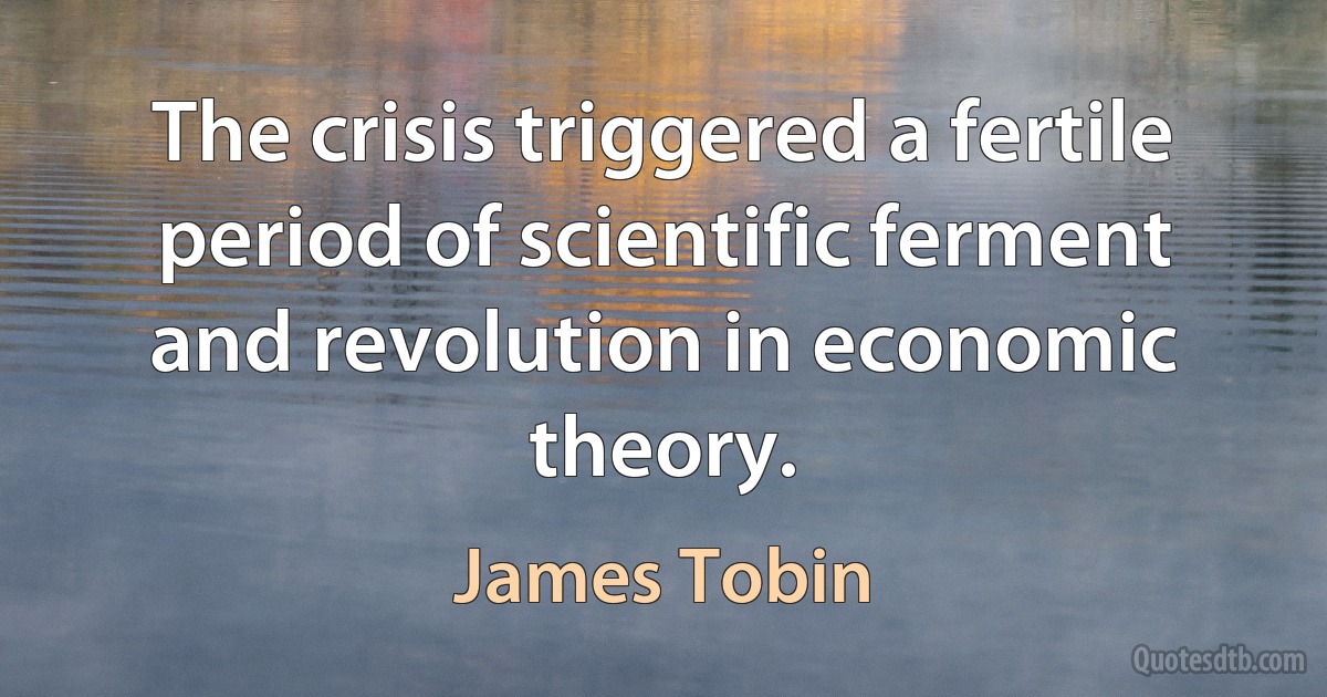 The crisis triggered a fertile period of scientific ferment and revolution in economic theory. (James Tobin)