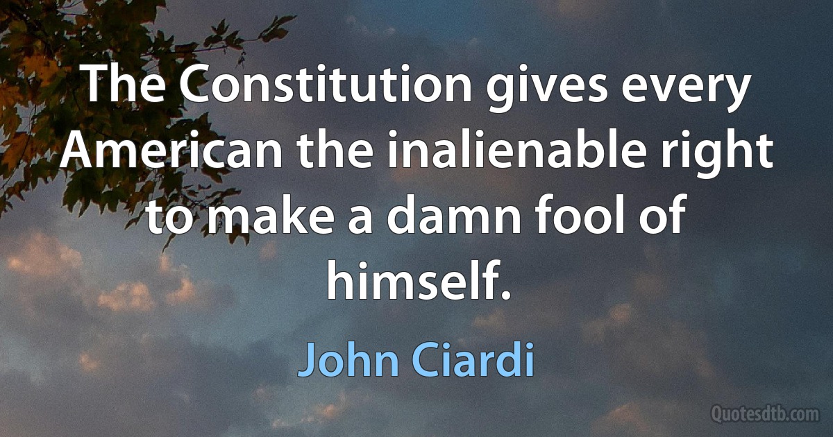 The Constitution gives every American the inalienable right to make a damn fool of himself. (John Ciardi)