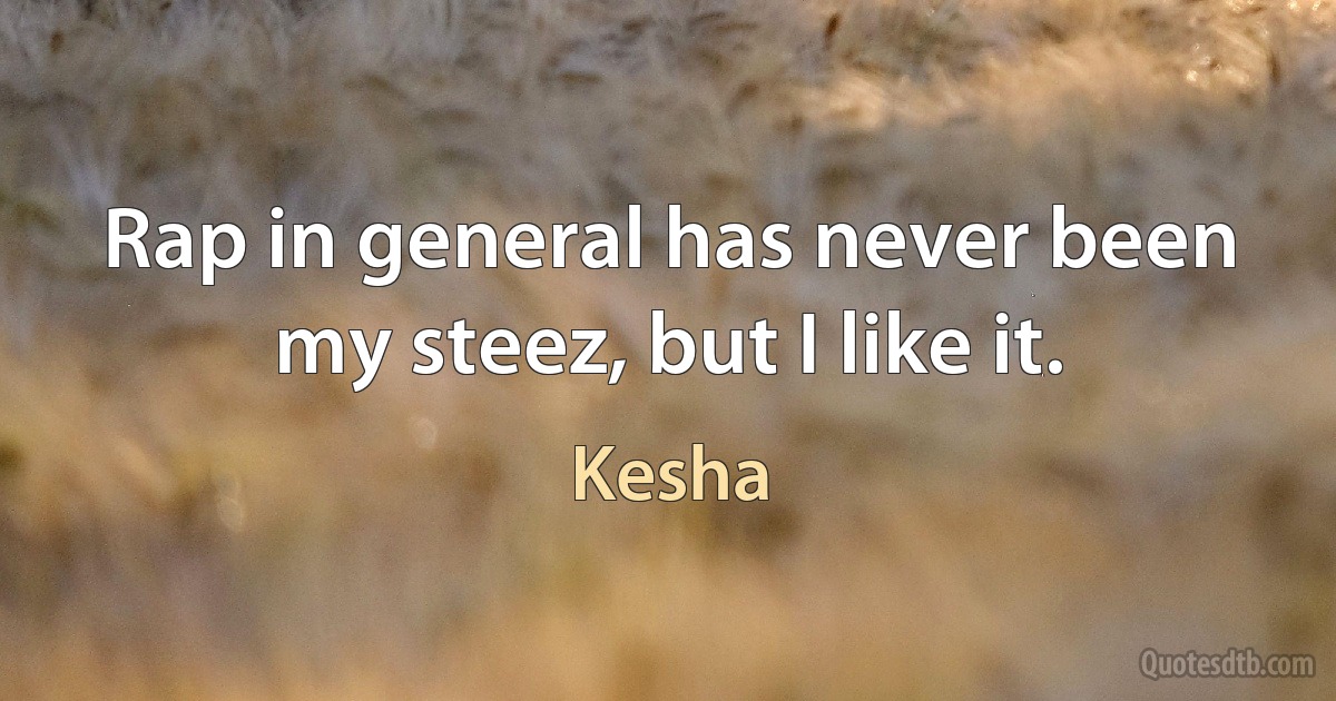 Rap in general has never been my steez, but I like it. (Kesha)