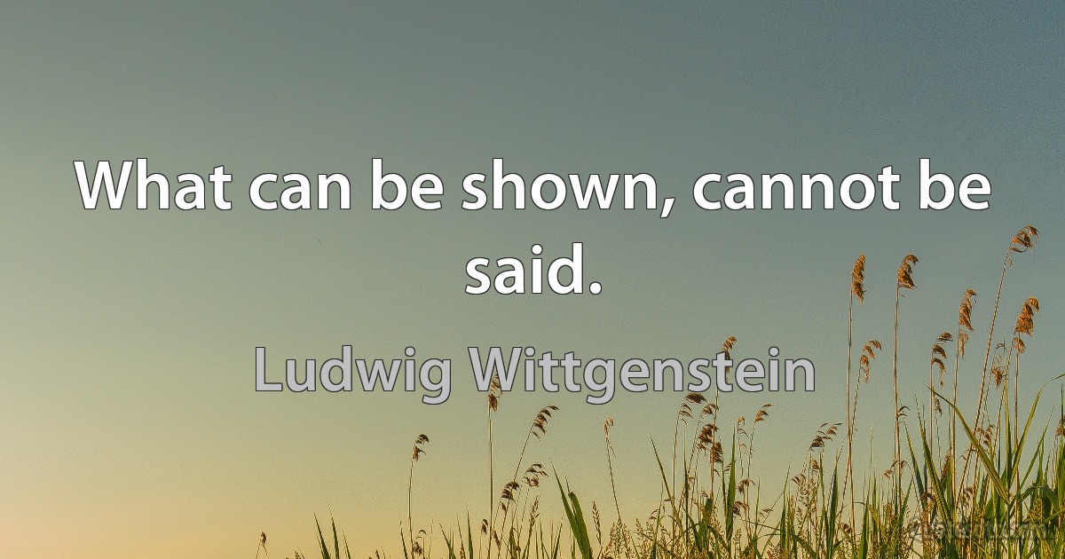 What can be shown, cannot be said. (Ludwig Wittgenstein)