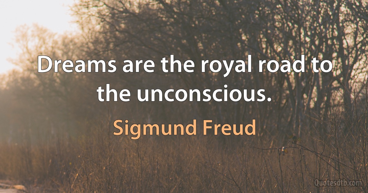 Dreams are the royal road to the unconscious. (Sigmund Freud)