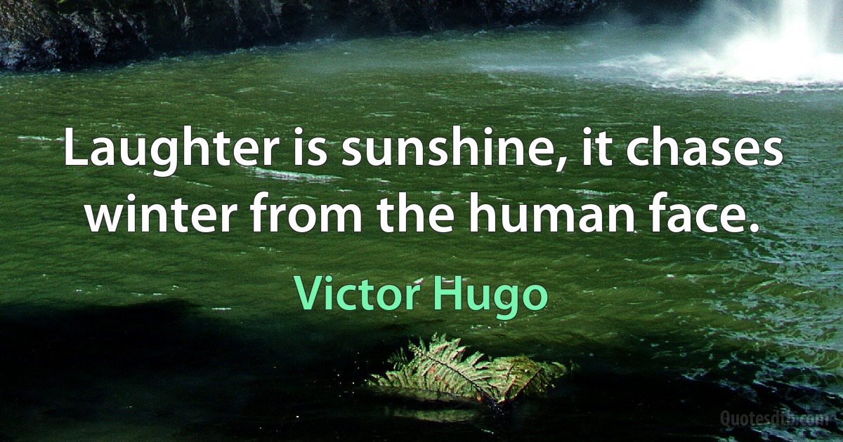 Laughter is sunshine, it chases winter from the human face. (Victor Hugo)