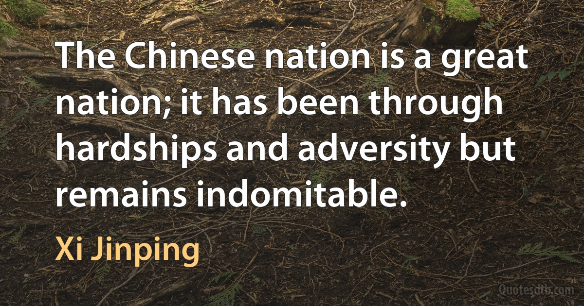 The Chinese nation is a great nation; it has been through hardships and adversity but remains indomitable. (Xi Jinping)