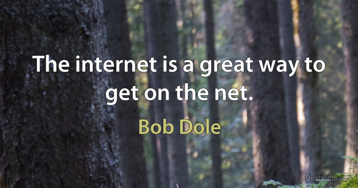 The internet is a great way to get on the net. (Bob Dole)