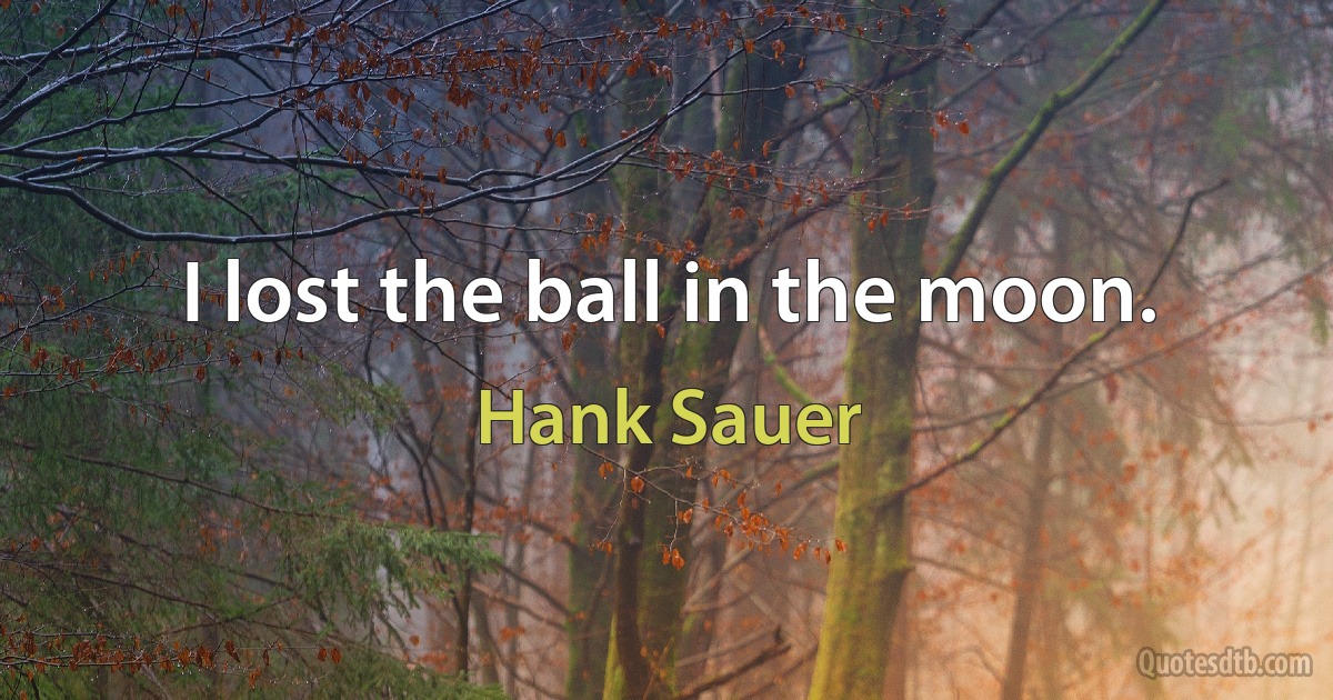 I lost the ball in the moon. (Hank Sauer)