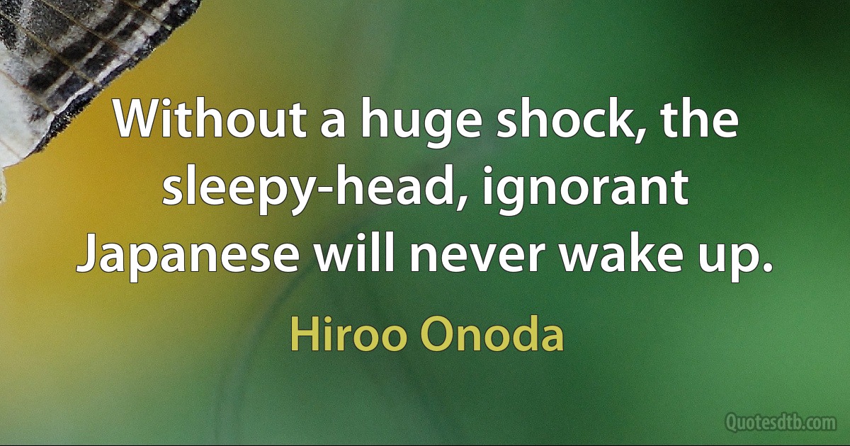 Without a huge shock, the sleepy-head, ignorant Japanese will never wake up. (Hiroo Onoda)