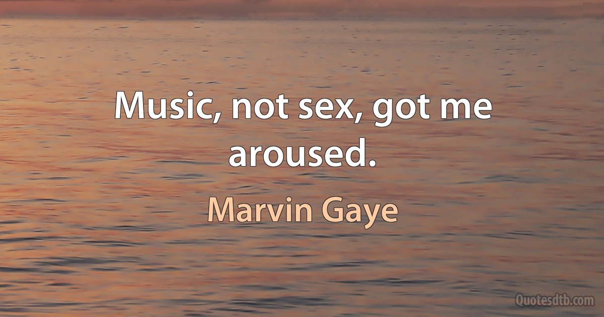 Music, not sex, got me aroused. (Marvin Gaye)