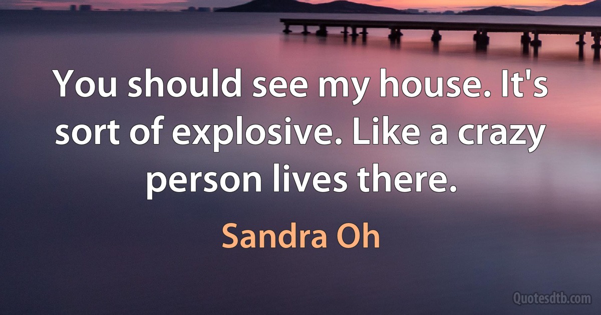 You should see my house. It's sort of explosive. Like a crazy person lives there. (Sandra Oh)