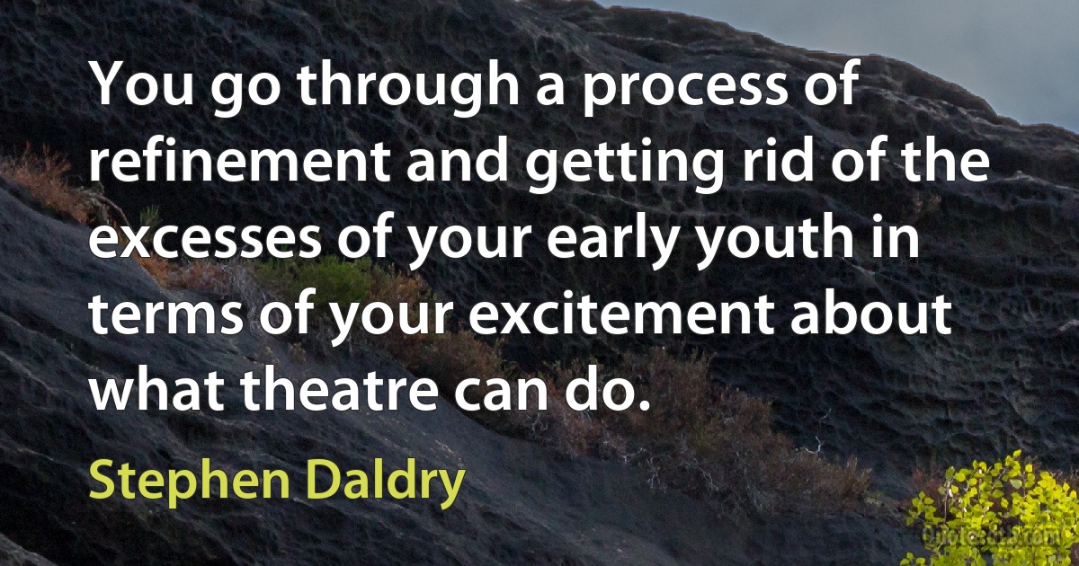 You go through a process of refinement and getting rid of the excesses of your early youth in terms of your excitement about what theatre can do. (Stephen Daldry)