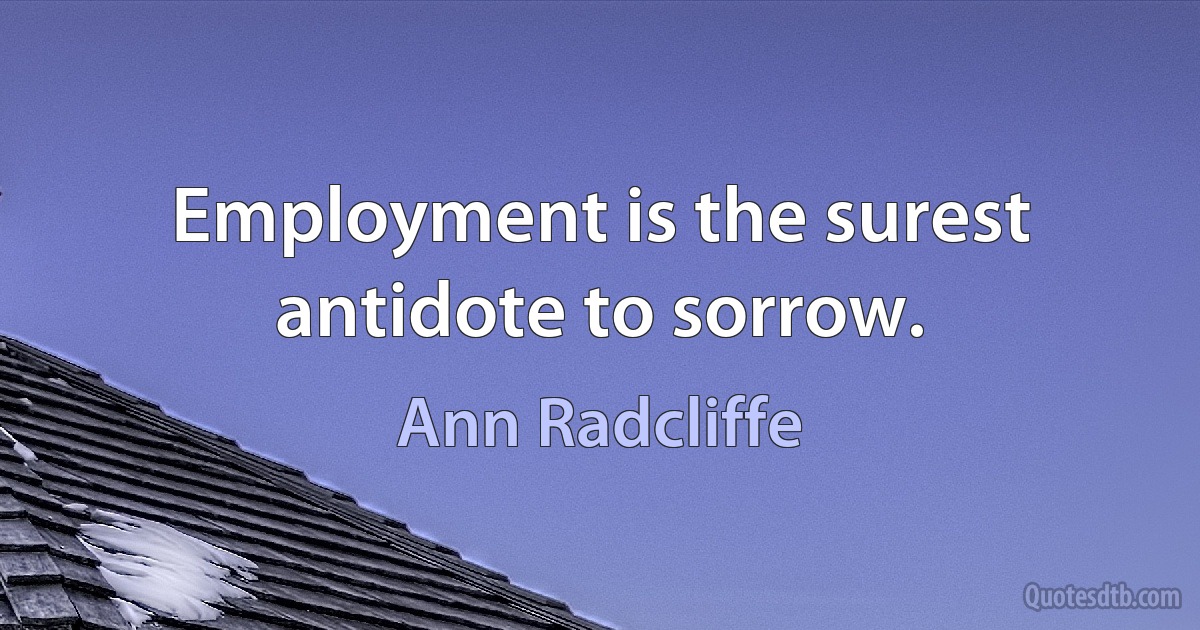 Employment is the surest antidote to sorrow. (Ann Radcliffe)