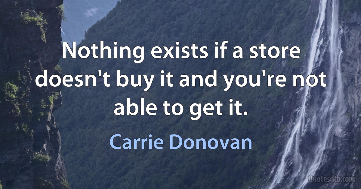 Nothing exists if a store doesn't buy it and you're not able to get it. (Carrie Donovan)