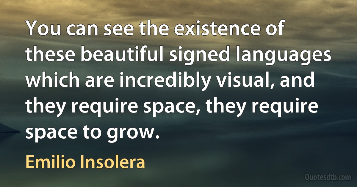 You can see the existence of these beautiful signed languages which are incredibly visual, and they require space, they require space to grow. (Emilio Insolera)