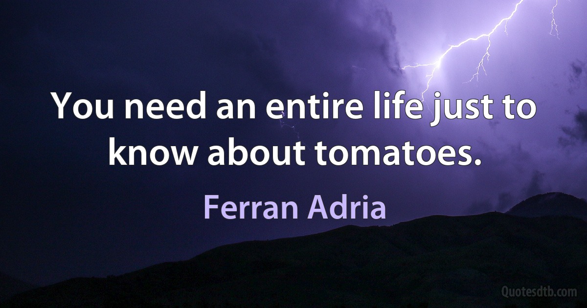 You need an entire life just to know about tomatoes. (Ferran Adria)