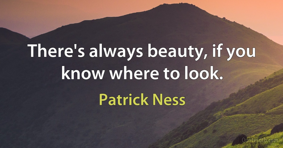 There's always beauty, if you know where to look. (Patrick Ness)