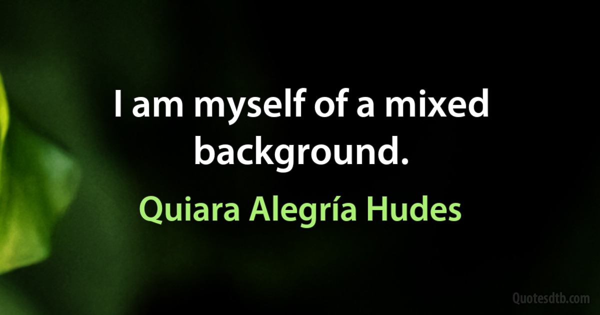 I am myself of a mixed background. (Quiara Alegría Hudes)