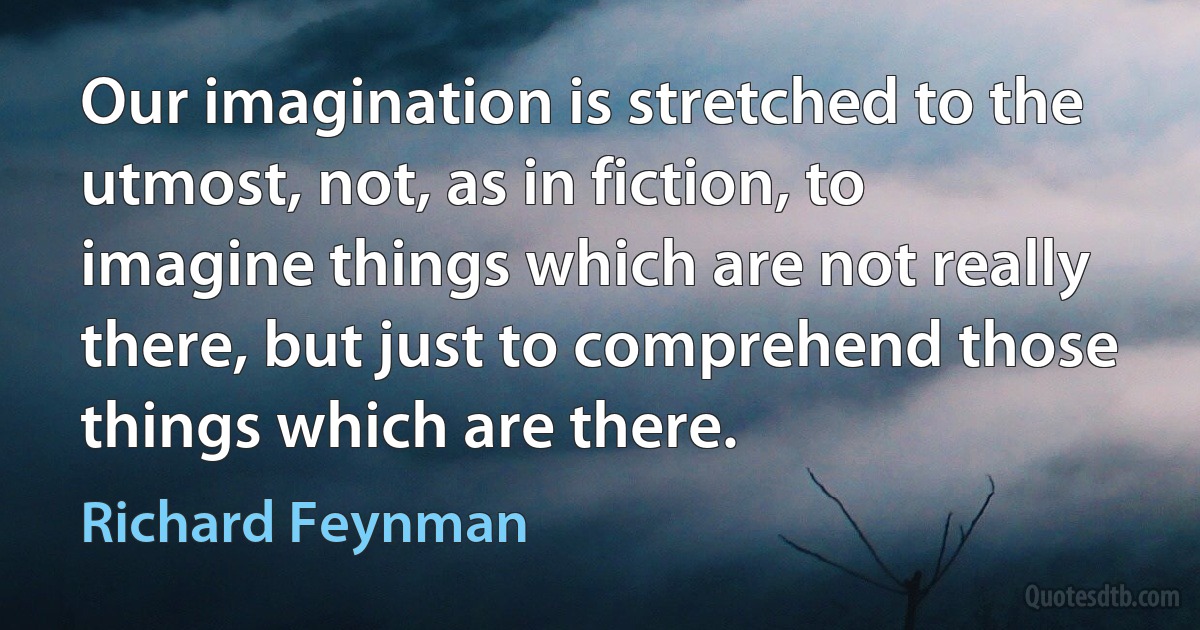 Our imagination is stretched to the utmost, not, as in fiction, to imagine things which are not really there, but just to comprehend those things which are there. (Richard Feynman)