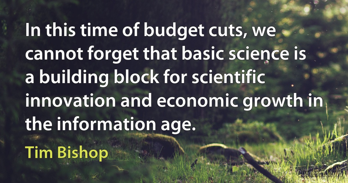 In this time of budget cuts, we cannot forget that basic science is a building block for scientific innovation and economic growth in the information age. (Tim Bishop)