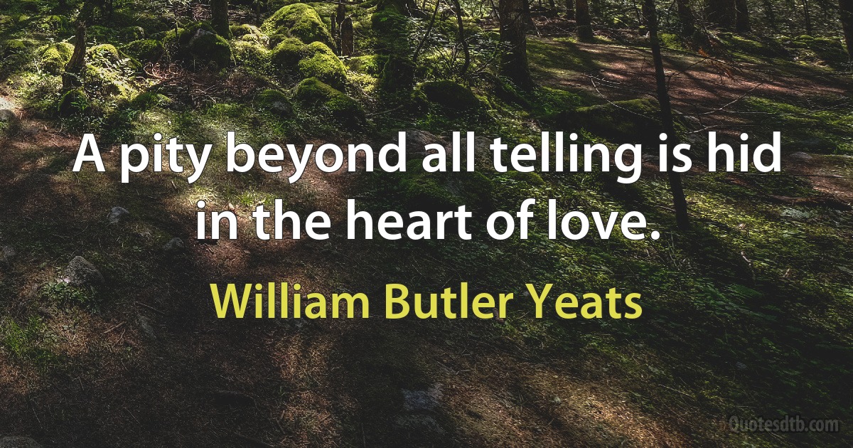 A pity beyond all telling is hid in the heart of love. (William Butler Yeats)