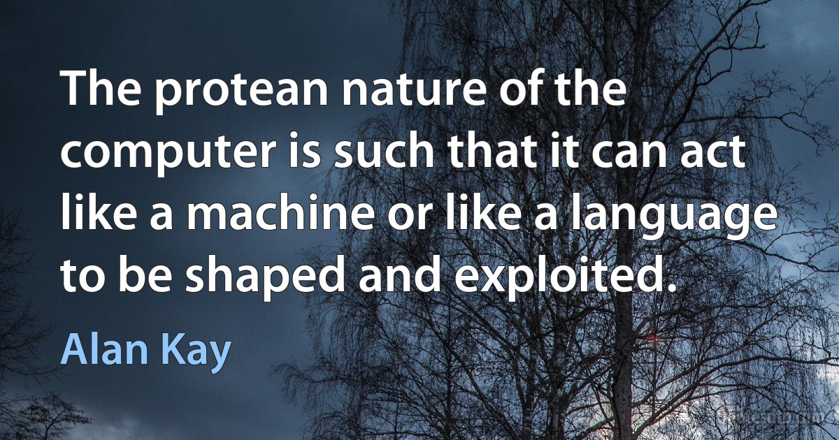 The protean nature of the computer is such that it can act like a machine or like a language to be shaped and exploited. (Alan Kay)