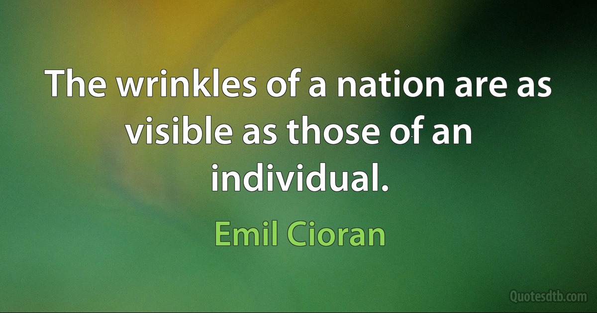 The wrinkles of a nation are as visible as those of an individual. (Emil Cioran)