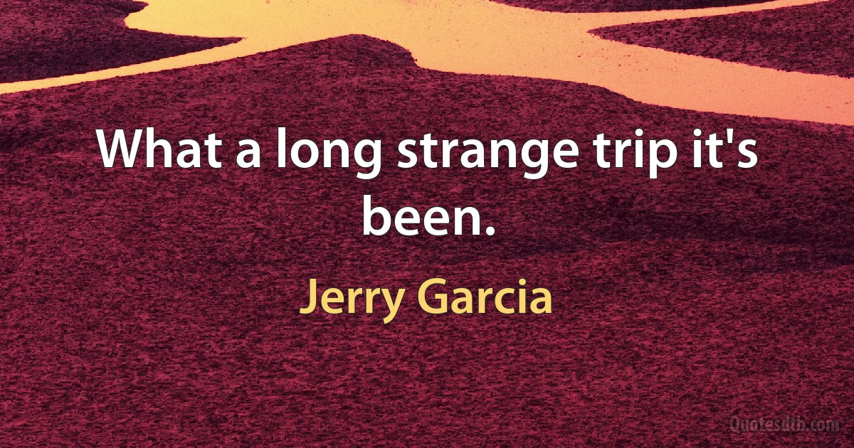 What a long strange trip it's been. (Jerry Garcia)