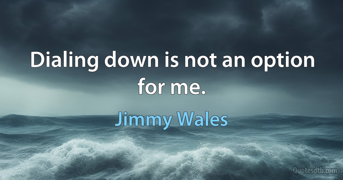 Dialing down is not an option for me. (Jimmy Wales)