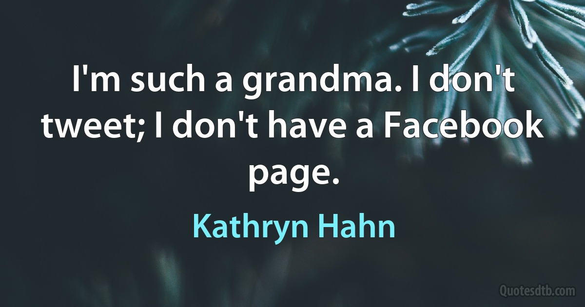 I'm such a grandma. I don't tweet; I don't have a Facebook page. (Kathryn Hahn)