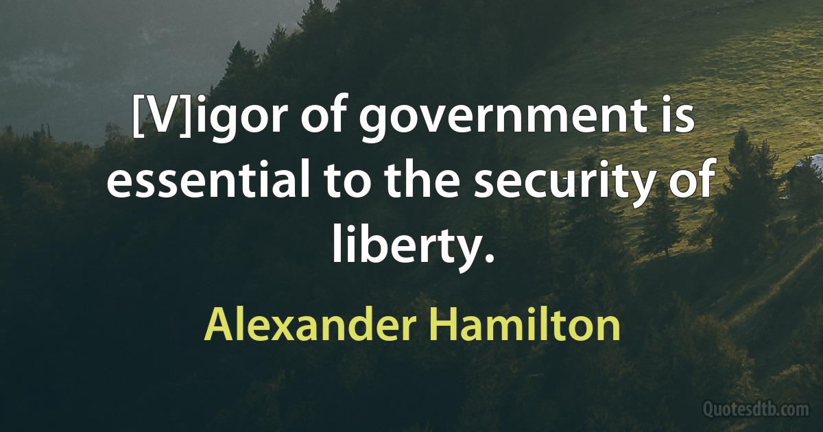 [V]igor of government is essential to the security of liberty. (Alexander Hamilton)