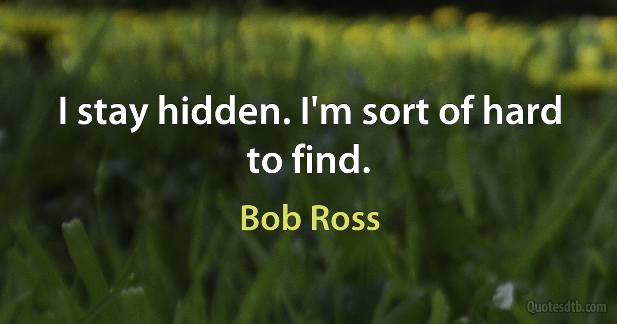 I stay hidden. I'm sort of hard to find. (Bob Ross)