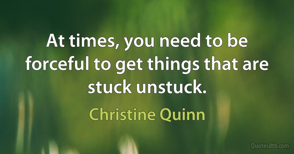 At times, you need to be forceful to get things that are stuck unstuck. (Christine Quinn)