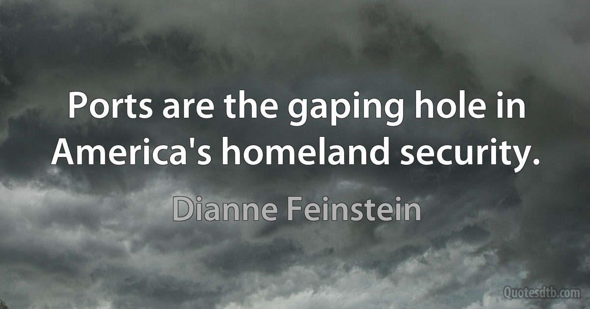 Ports are the gaping hole in America's homeland security. (Dianne Feinstein)