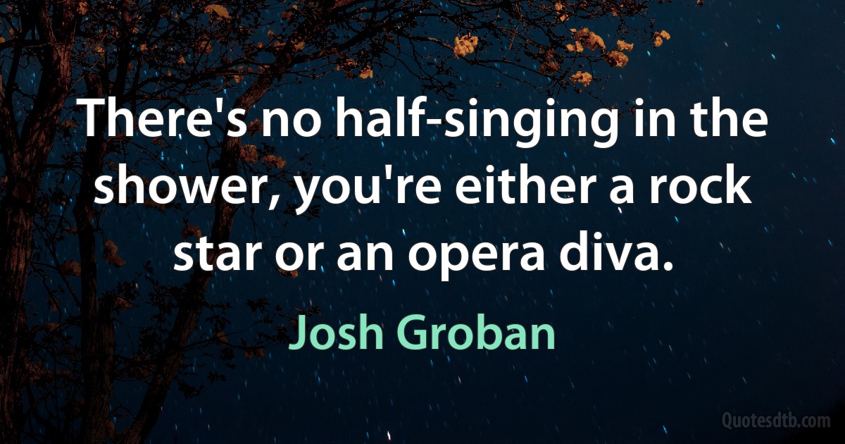 There's no half-singing in the shower, you're either a rock star or an opera diva. (Josh Groban)