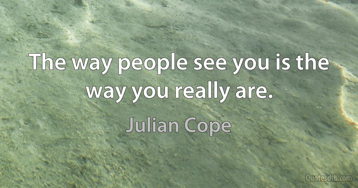 The way people see you is the way you really are. (Julian Cope)