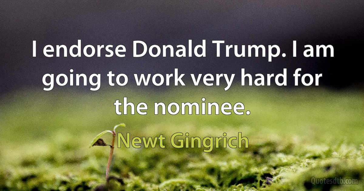 I endorse Donald Trump. I am going to work very hard for the nominee. (Newt Gingrich)