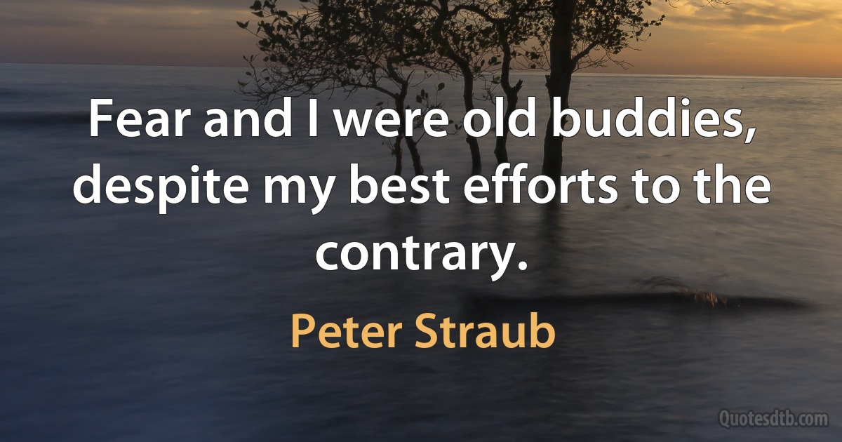 Fear and I were old buddies, despite my best efforts to the contrary. (Peter Straub)