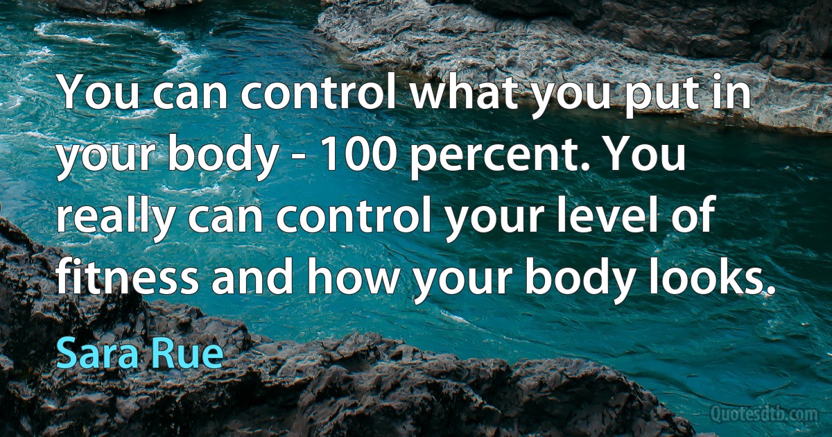 You can control what you put in your body - 100 percent. You really can control your level of fitness and how your body looks. (Sara Rue)