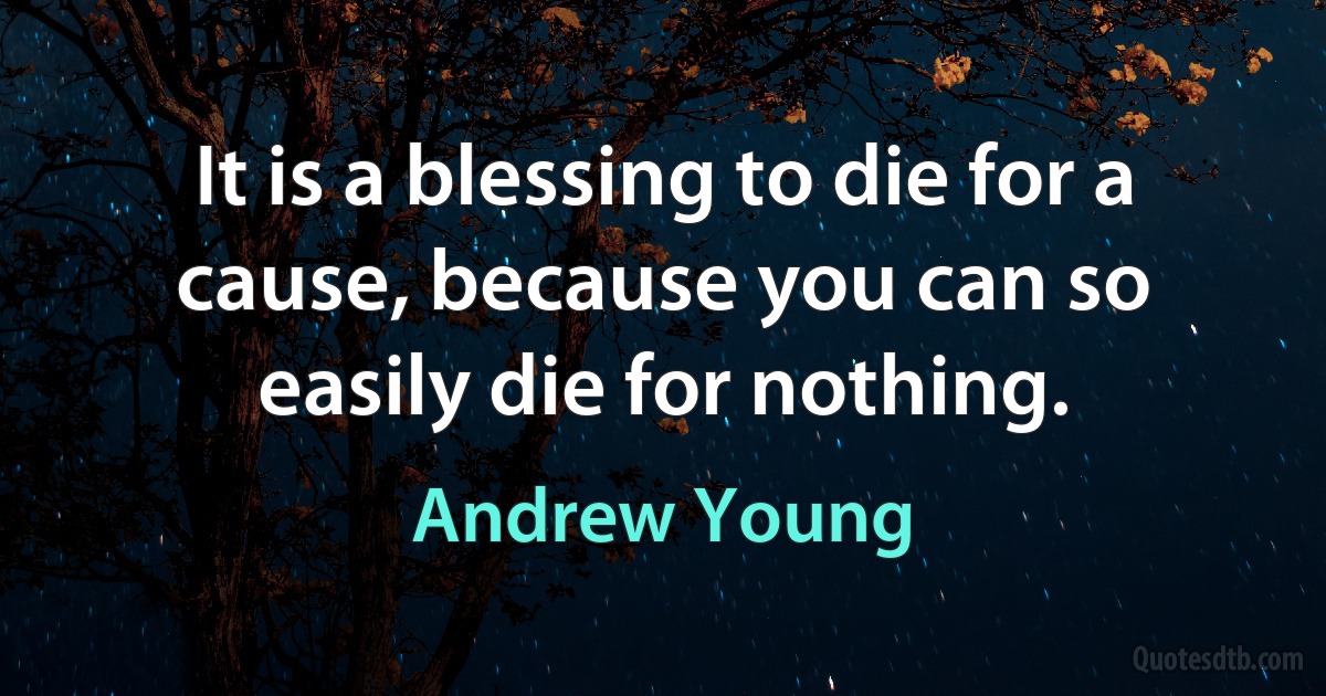 It is a blessing to die for a cause, because you can so easily die for nothing. (Andrew Young)