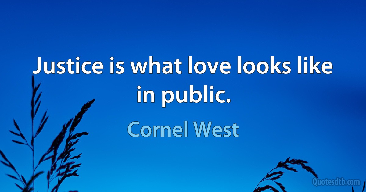 Justice is what love looks like in public. (Cornel West)