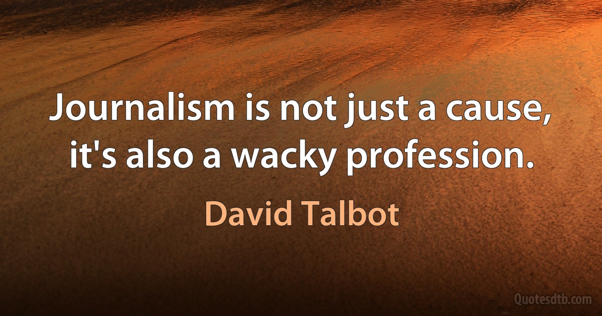 Journalism is not just a cause, it's also a wacky profession. (David Talbot)