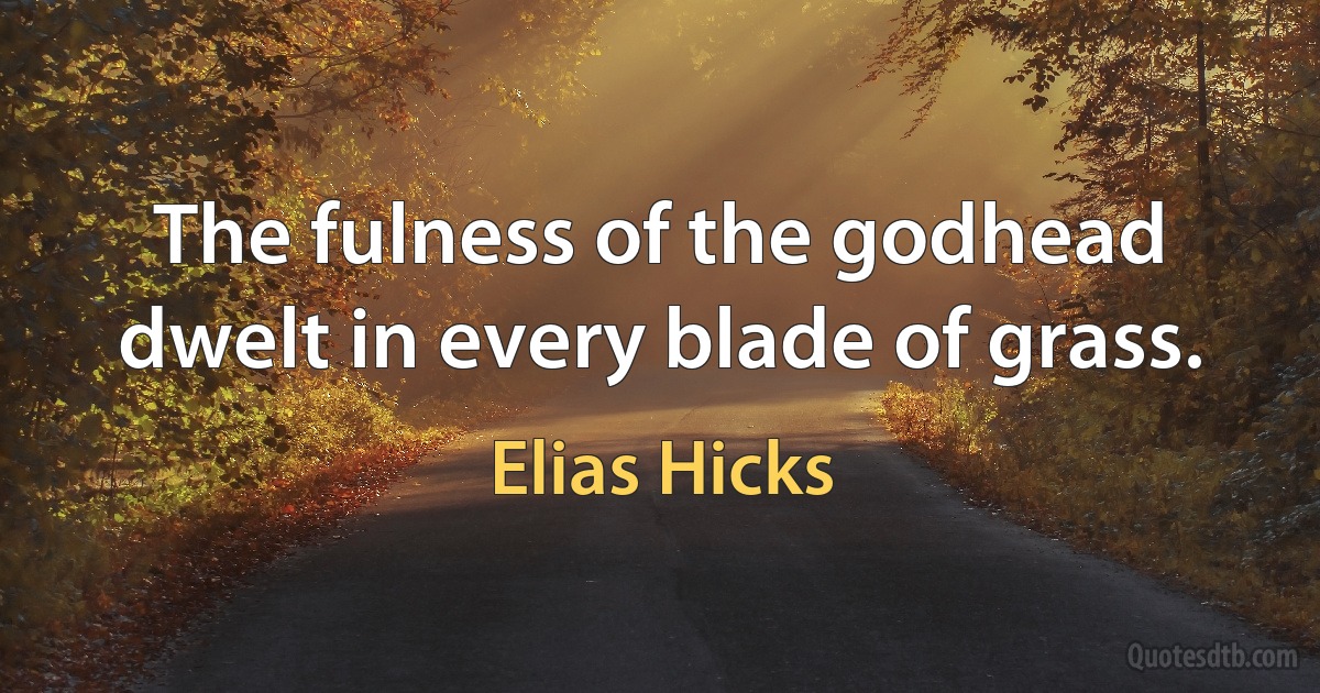 The fulness of the godhead dwelt in every blade of grass. (Elias Hicks)