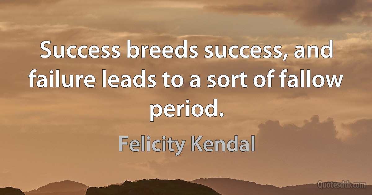 Success breeds success, and failure leads to a sort of fallow period. (Felicity Kendal)