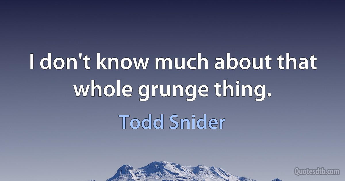 I don't know much about that whole grunge thing. (Todd Snider)