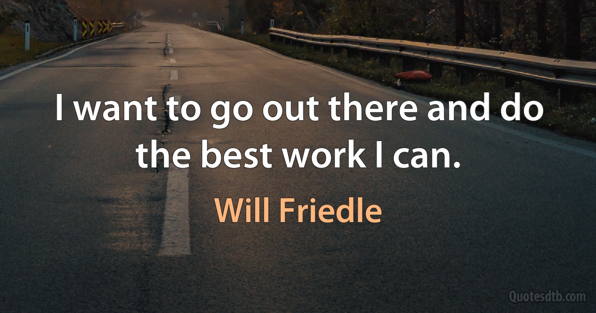 I want to go out there and do the best work I can. (Will Friedle)