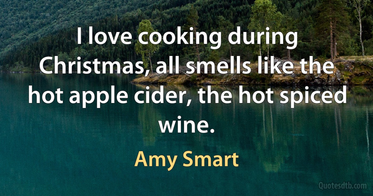 I love cooking during Christmas, all smells like the hot apple cider, the hot spiced wine. (Amy Smart)