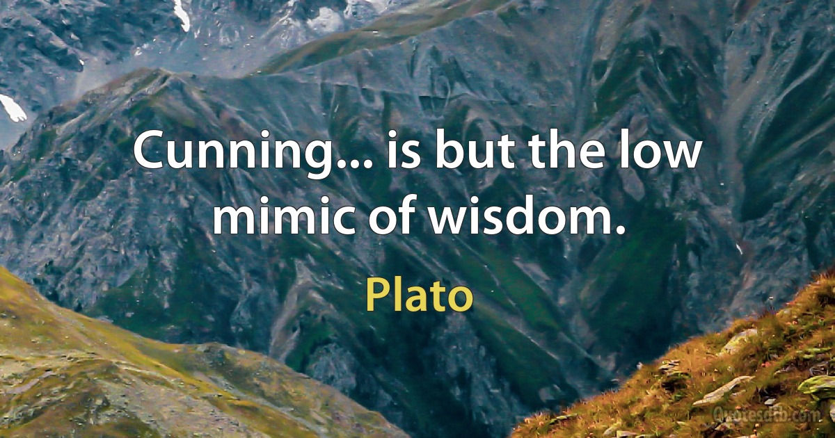 Cunning... is but the low mimic of wisdom. (Plato)